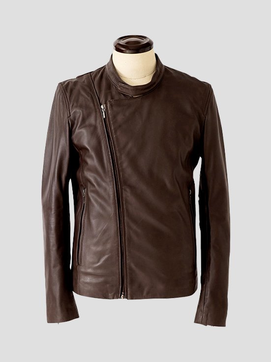 Biker-Cafe-Racer-Attire-Lamb-Leather-Jacket-Ash-Brown-Front-View