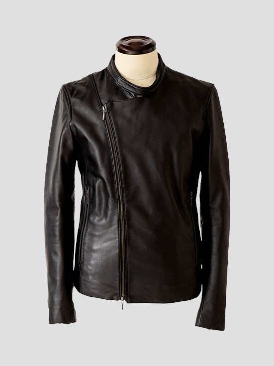 Biker-Cafe-Racer-Attire-Lamb-Leather-Jacket-Black-Front-View