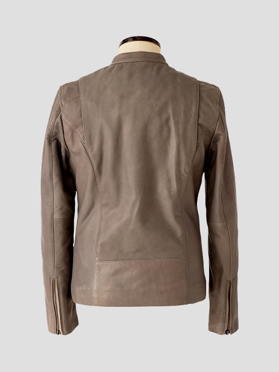 Biker-Cafe-Racer-Attire-Lamb-Leather-Jacket-Gray-Back-View