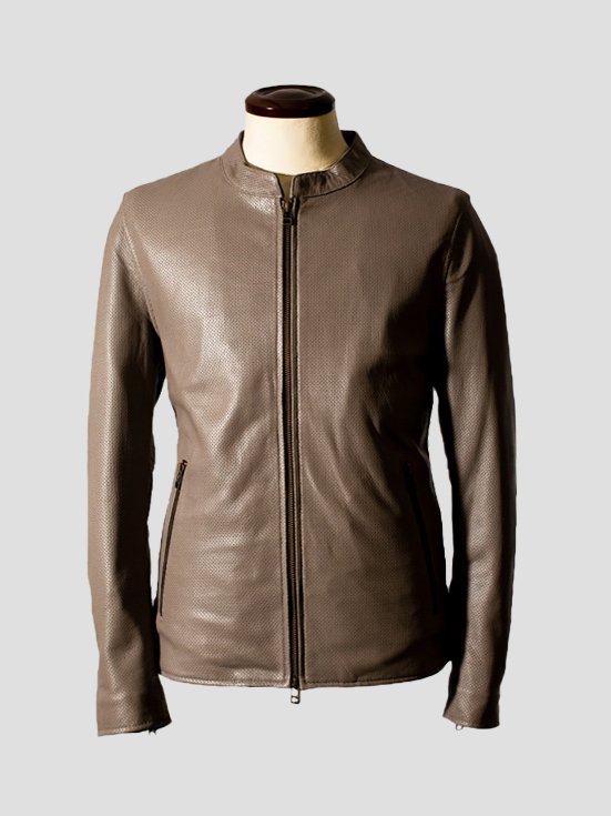 BreezeBlaze-Sheep-Leather-Jacket-Gray-Front-View