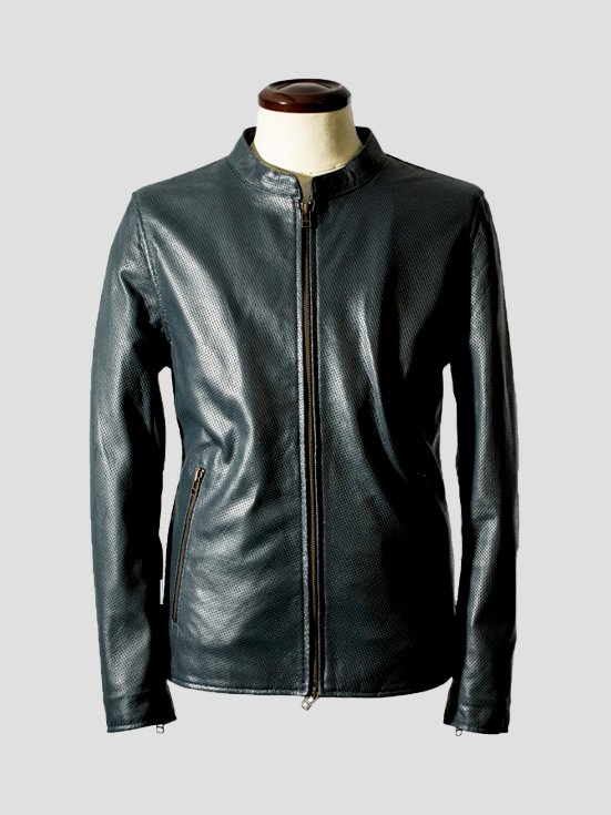 BreezeBlaze-Sheep-Leather-Jacket-Navy-Front-View