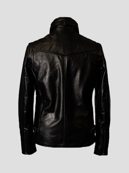 Cowhide-Chic-High-Neck-Leather-Jacket-Black-Back