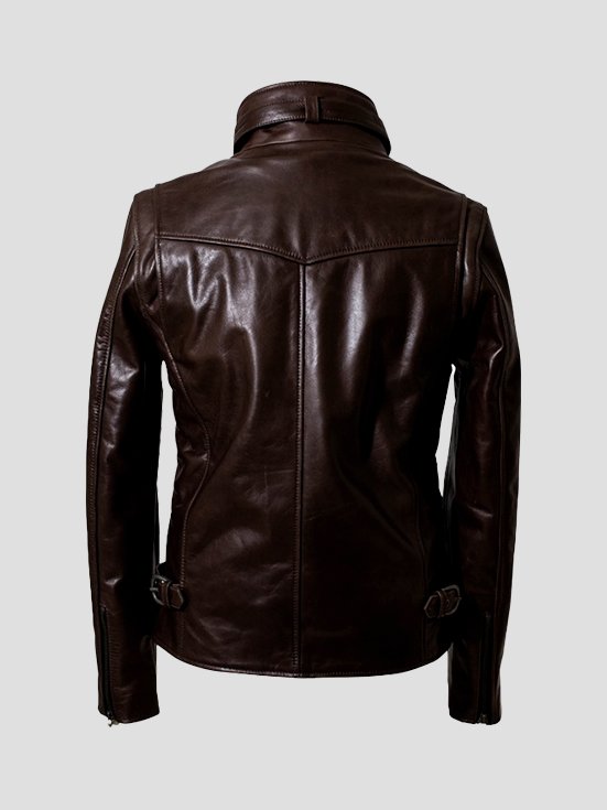 Cowhide-Chic-High-Neck-Leather-Jacket-DarkBrown-Back
