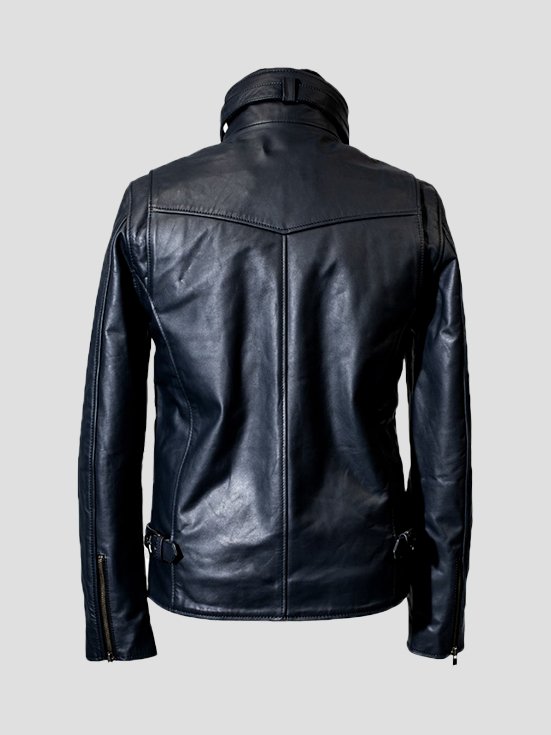 Cowhide-Chic-High-Neck-Leather-Jacket-Navy-Back