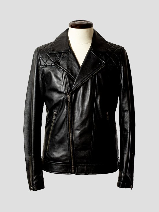 Diamond-Elegance-Quilted-Sheep-Leather-Jacket-Black-Front