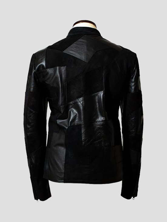 Motley-Mosaic-Patchwork-Leather-Jacket-Black-Back-View