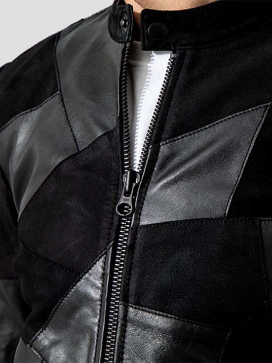 Motley-Mosaic-Patchwork-Leather-Jacket-Zip-Closeup-View