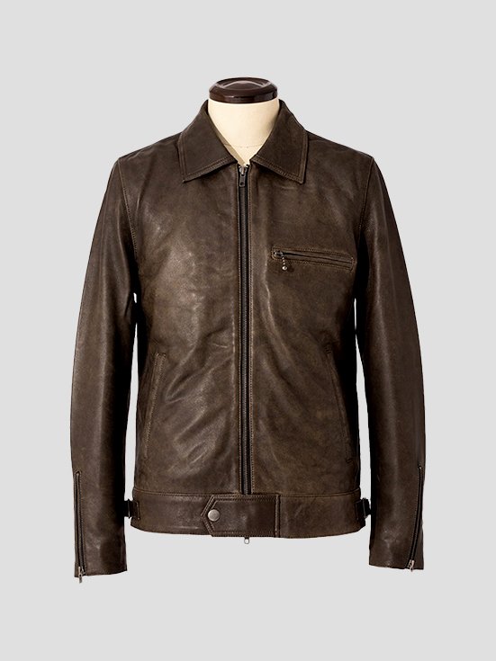 Sleek-Collared-Affinity-Sheep-Leather-Jacket-Antique-Brown-Front