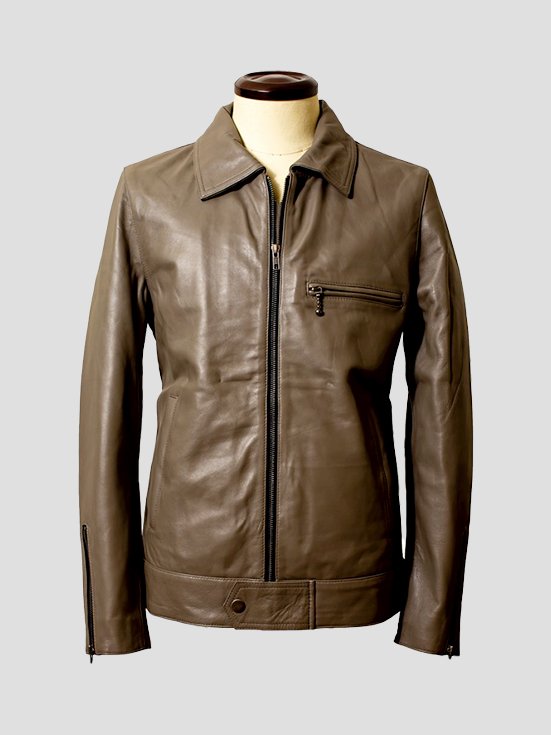 Sleek-Collared-Affinity-Sheep-Leather-Jacket-Gray-Front